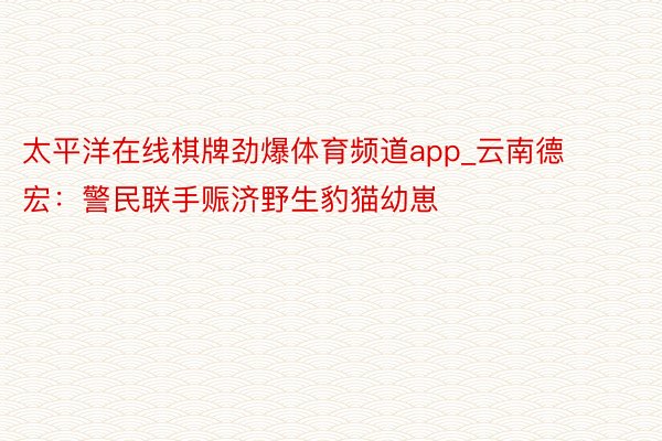 太平洋在线棋牌劲爆体育频道app_云南德宏：警民联手赈济野生豹猫幼崽