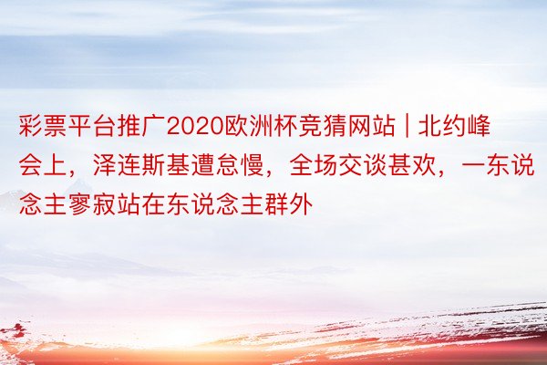 彩票平台推广2020欧洲杯竞猜网站 | 北约峰会上，泽连斯基遭怠慢，全场交谈甚欢，一东说念主寥寂站在东说念主群外